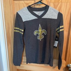 New, Girls Size Medium (10/12) NFL New Orleans Saints Long Sleeve Shirt